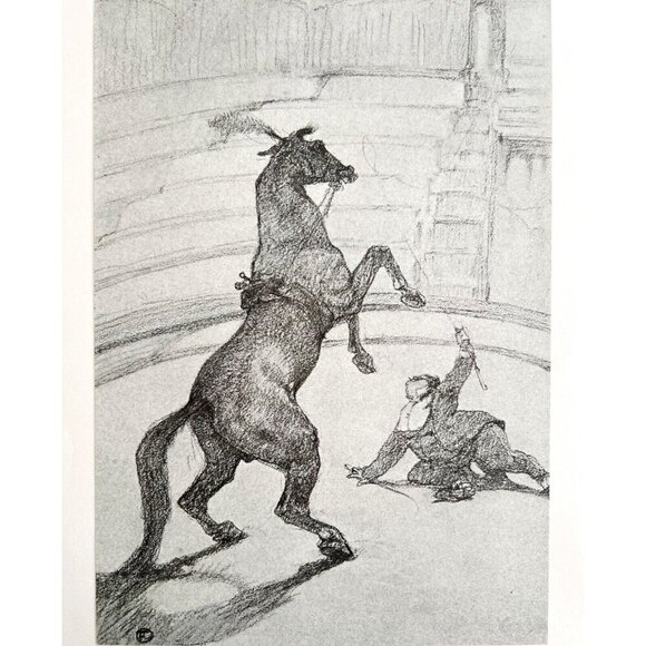 Toulouse Lautrec Performing Horse 1967 Circus Art Lithograph Matted Print - Picture 2 of 7
